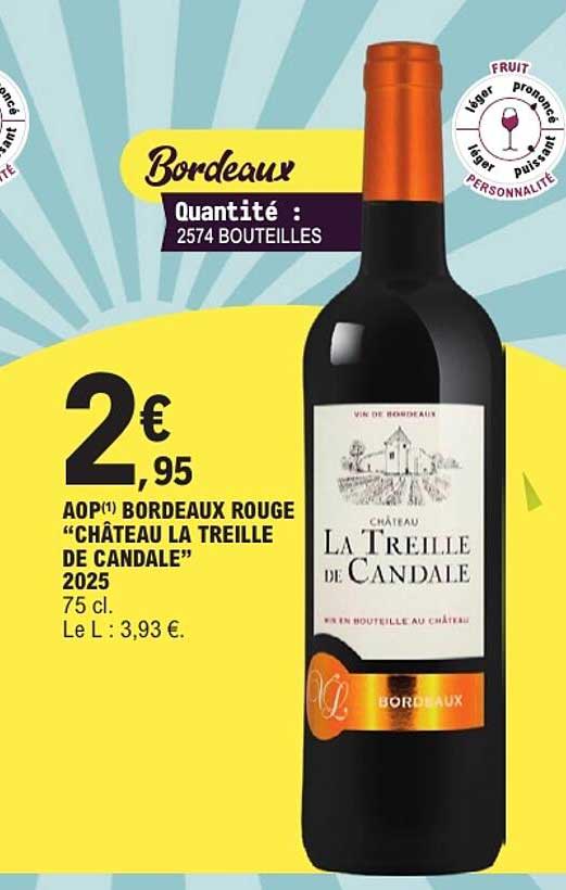 AOP(1) BORDEAUX ROUGE “CHÂTEAU LA TREILLE DE CANDALE” 2025 75 cl.