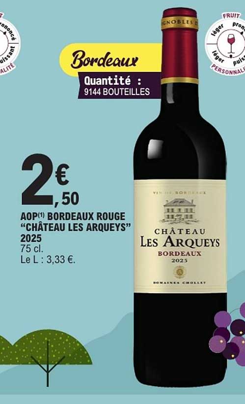 AOP(1) BORDEAUX ROUGE “CHÂTEAU LES ARQUEYS” 2025 75 cl.