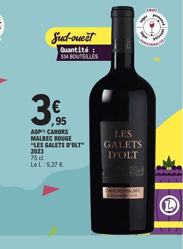 AOP(1) CAHORS MALBEC ROUGE "LES GALETS D'OLT" 2023