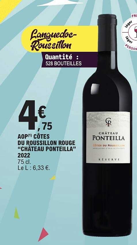AOP(1) CÔTES DU ROUSSILLON ROUGE "CHÂTEAU PONTEILLA" 2022