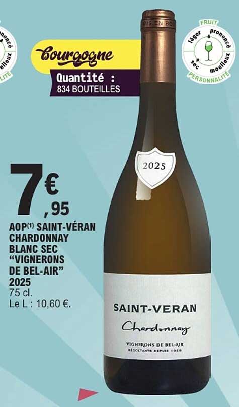 AOP(1) SAINT-VÉRAN CHARDONNAY BLANC SEC “VIGNERONS DE BEL-AIR” 2025
