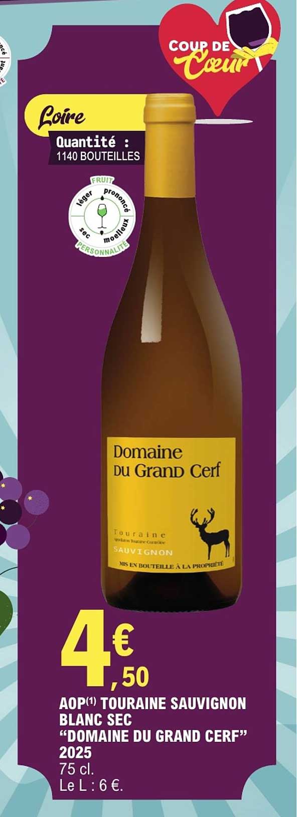 AOP(1) TOURAINE SAUVIGNON BLANC SEC “DOMAINE DU GRAND CERF” 2025