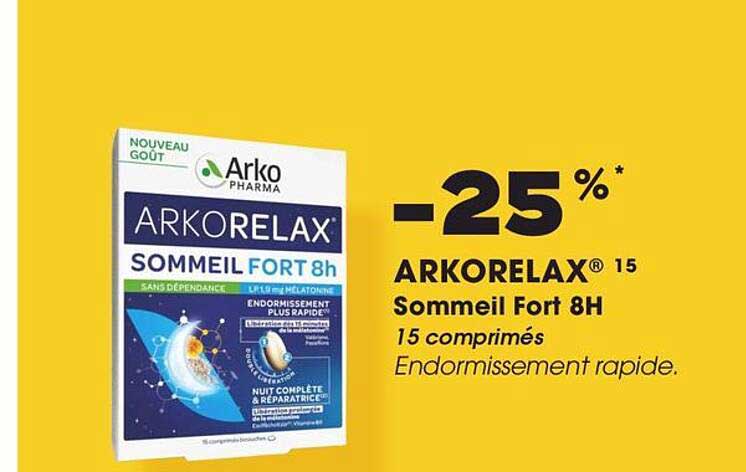 ARKORELAX® 15 Sommeil Fort 8H 15 comprimés Endormissement rapide.