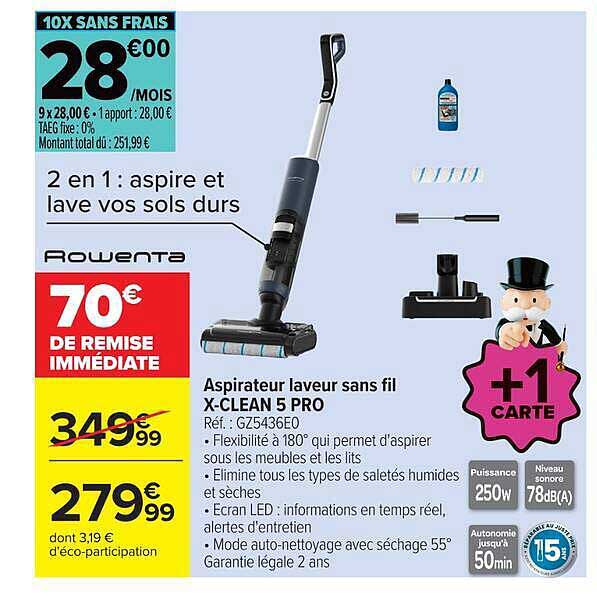 Aspirateur laveur sans fil X-CLEAN 5 PRO