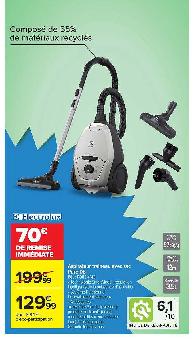 Aspirateur traineau avec sac Pure D8