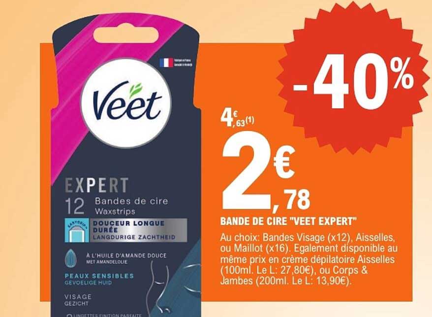 BANDE DE CIRE "VEET EXPERT"