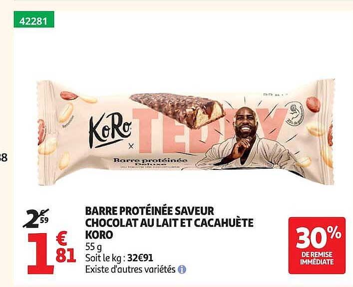 BARRE PROTÉINÉE SAVEUR CHOCOLAT AU LAIT ET CACAHUÈTE KORO
