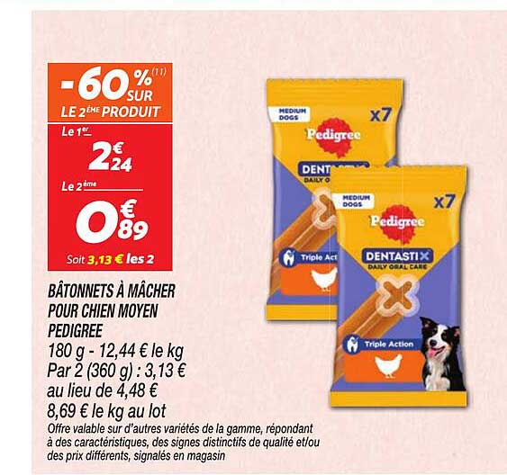 BÂTONNETS À MÂCHER POUR CHIEN MOYEN PEDIGREE