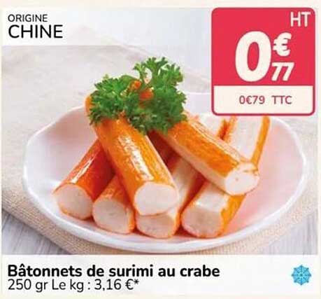 Bâtonnets de surimi au crabe