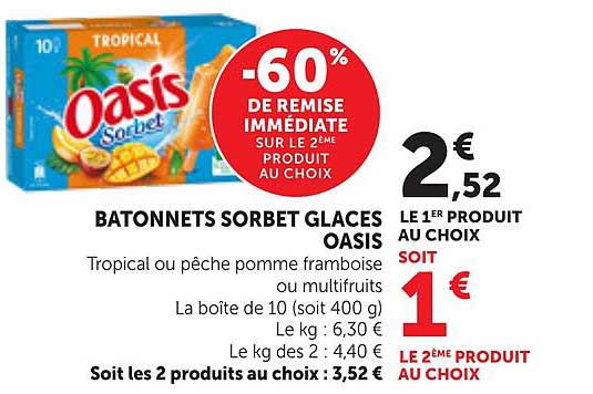 BÂTONNETS SORBET GLACES OASIS