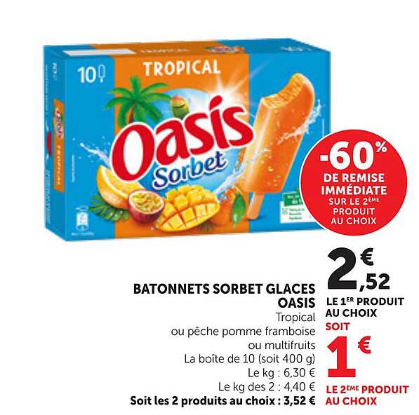 BATONNETS SORBET GLACES OASIS Tropical