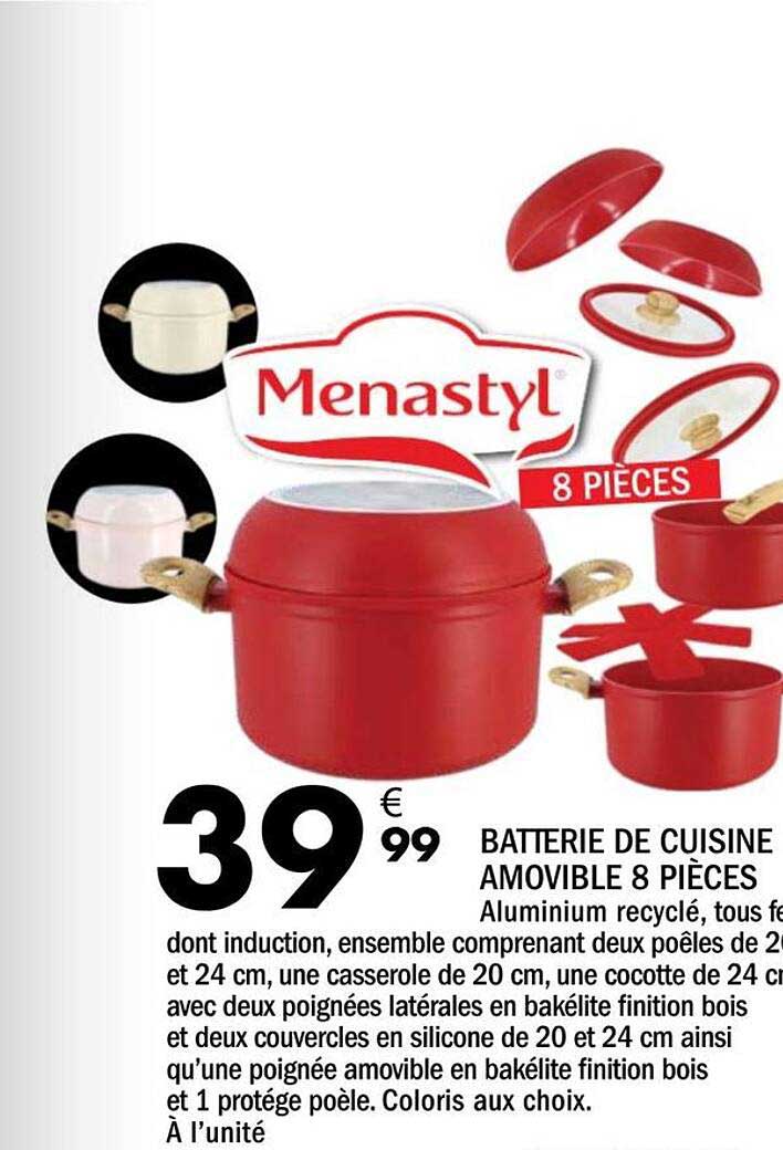 BATTERIE DE CUISINE AMOVIBLE 8 PIÈCES