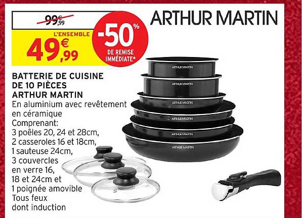 BATTERIE DE CUISINE DE 10 PIÈCES ARTHUR MARTIN