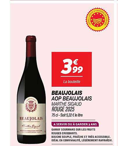 BEAUJOLAIS AOP BEAUJOLAIS MARTHE SIGAUD ROUGE 2025