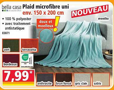 bella casa Plaid microfibre uni env. 150 x 200 cm
