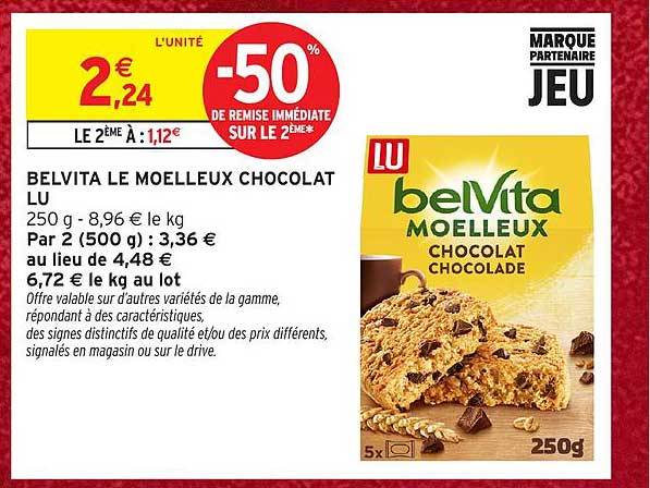 BELVITA LE MOELLEUX CHOCOLAT LU