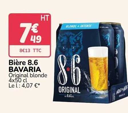 Bière 8.6 BAVARIA Original blonde 4x50 cl Le l : 4,07 €*