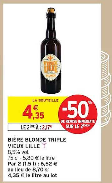 BIÈRE BLONDE TRIPLE VIEUX LILLE
