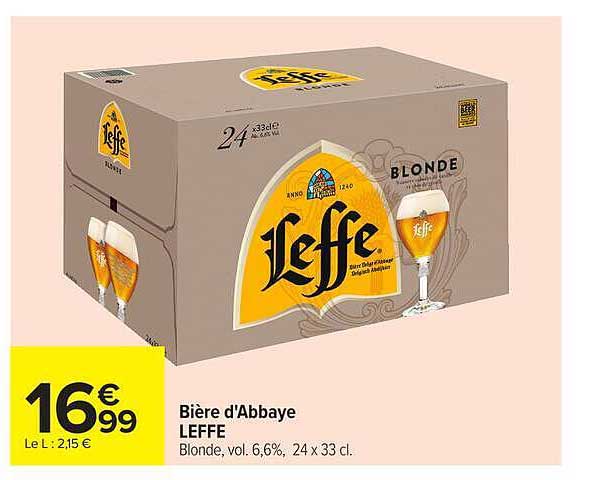 Bière d'Abbaye LEFFE Blonde, vol. 6,6%, 24 x 33 cl.