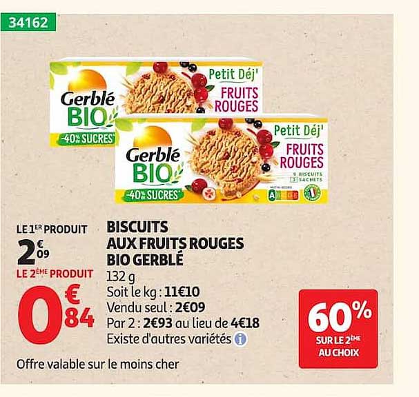 BISCUITS AUX FRUITS ROUGES BIO GERBLÉ