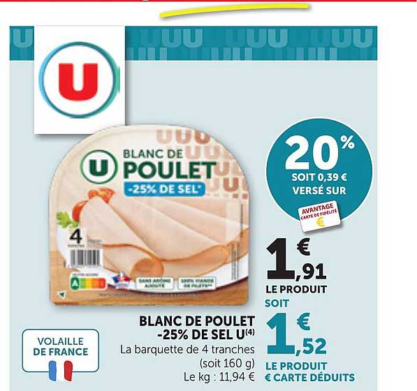BLANC DE POULET -25% DE SEL U
