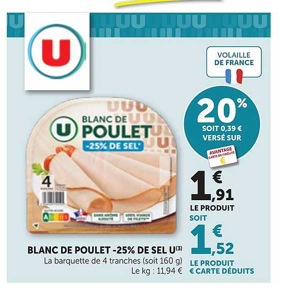 BLANC DE POULET -25% DE SEL U