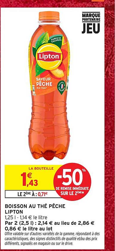 BOISSON AU THÉ PÊCHE LIPTON