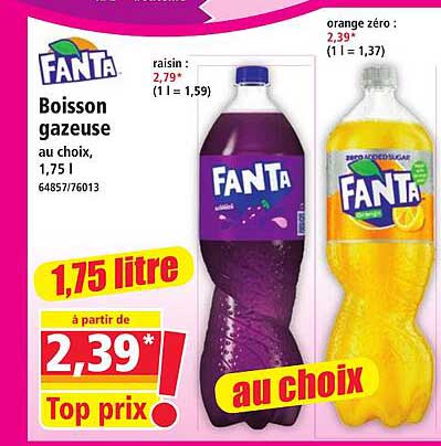 Boisson gazeuse au choix, 1,75 l