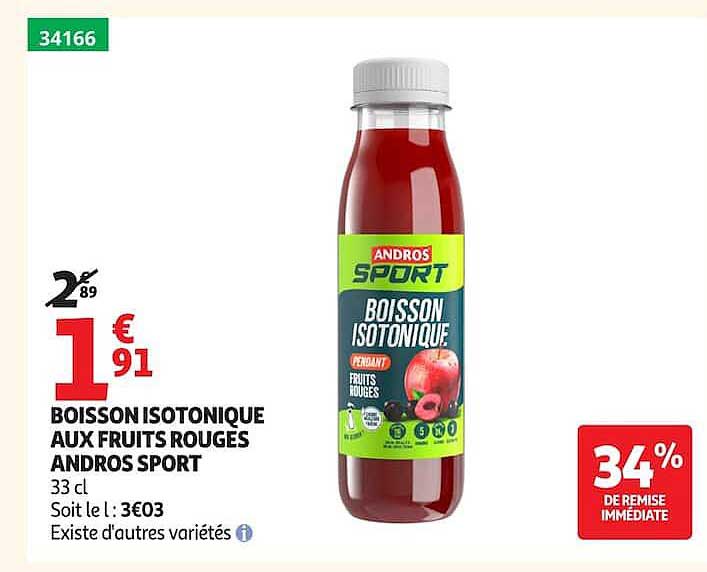 BOISSON ISOTONIQUE AUX FRUITS ROUGES ANDROS SPORT