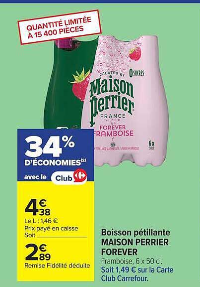 Boisson pétillante MAISON PERRIER FOREVER Framboise, 6 x 50 cl