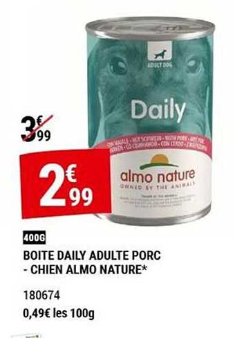 BOITE DAILY ADULTE PORC - CHIEN ALMO NATURE*