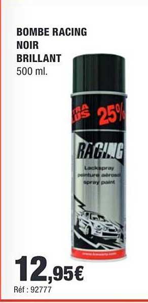 BOMBE RACING NOIR BRILLANT 500 ml.