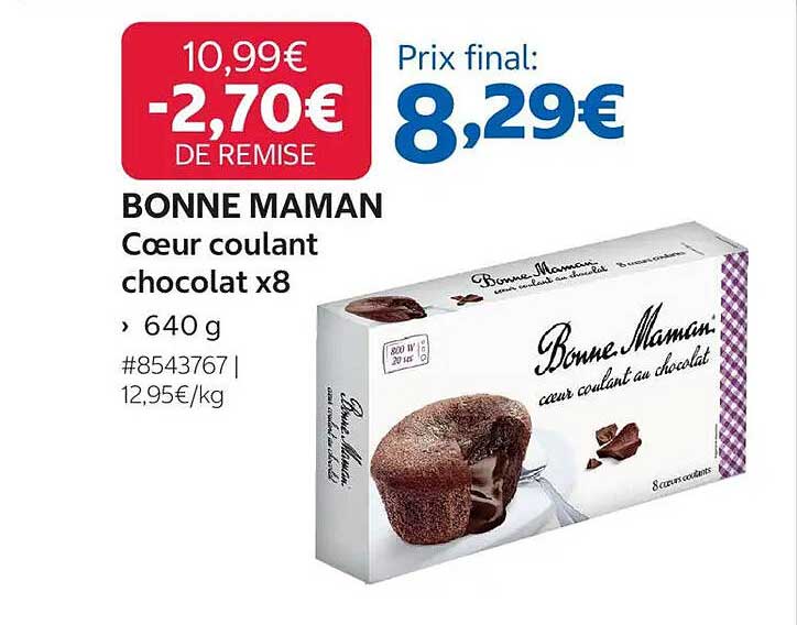 BONNE MAMAN Cœur coulant chocolat x8