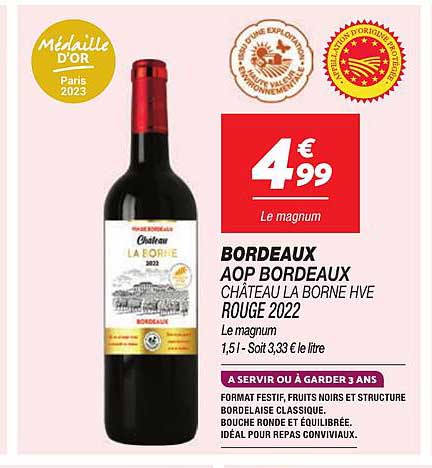 BORDEAUX AOP BORDEAUX CHÂTEAU LA BORNE HVE ROUGE 2022