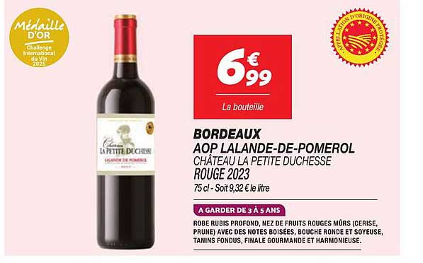 BORDEAUX AOP LALANDE-DE-POMEROL CHÂTEAU LA PETITE DUCHESSE ROUGE 2023