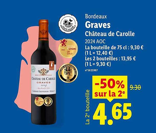Bordeaux Graves Château de Carolle 2024 AOC La bouteille de 75 cl