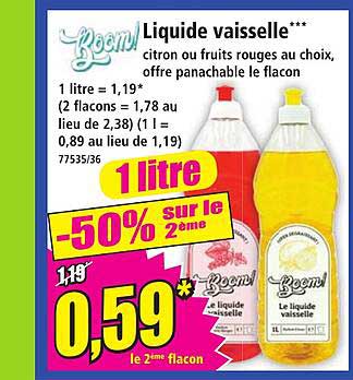 Boum! liquide vaisselle*** citron ou fruits rouges au choix, offert panachable le flacon