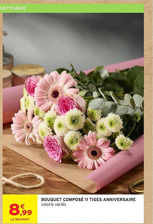 BOUQUET COMPOSÉ 11 TIGES ANNIVERSAIRE
