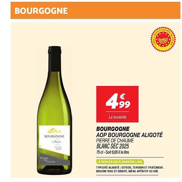 BOURGOGNE AOP BOURGOGNE ALIGOTÉ PIERRE DE CHAUME BLANC SEC 2025