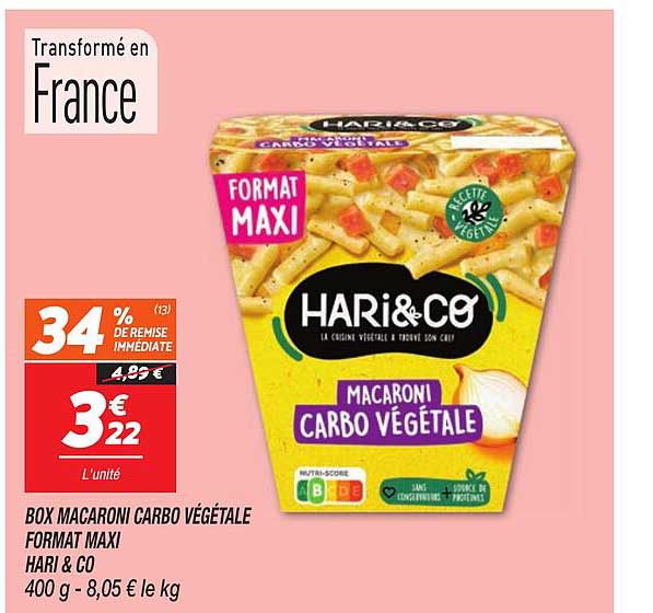 BOX MACARONI CARBO VÉGÉTALE FORMAT MAXI HARI & CO