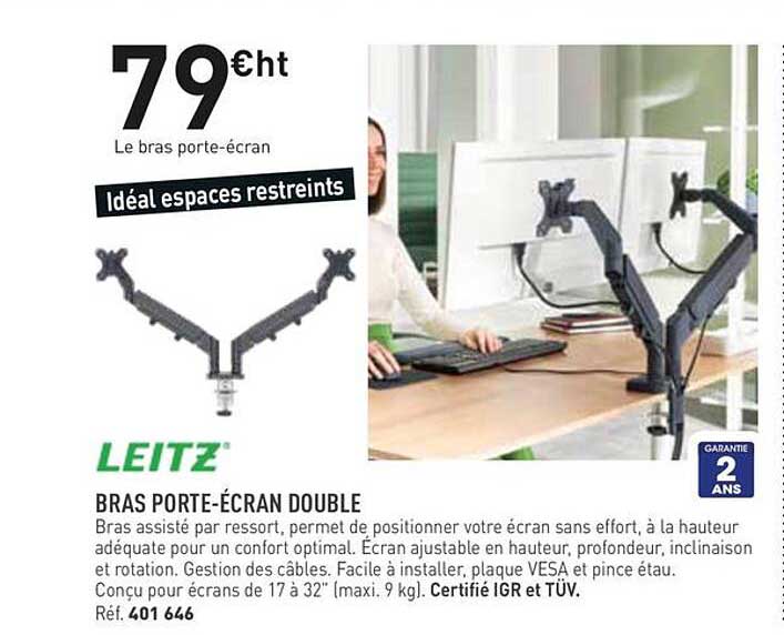 BRAS PORTE-ÉCRAN DOUBLE