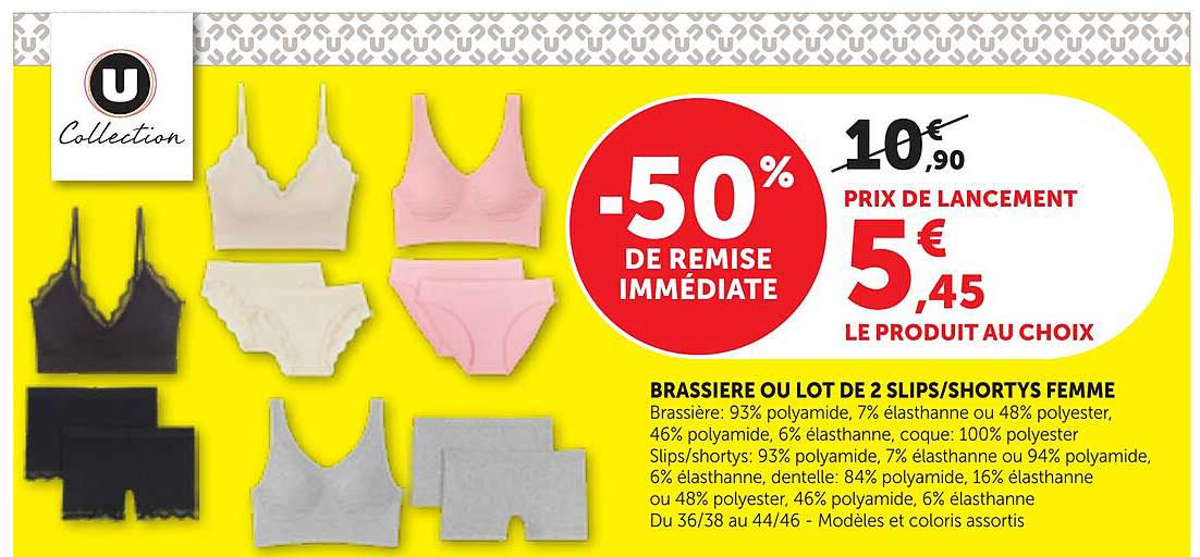 BRASSIERE OU LOT DE 2 SLIPS/SHORTYS FEMME