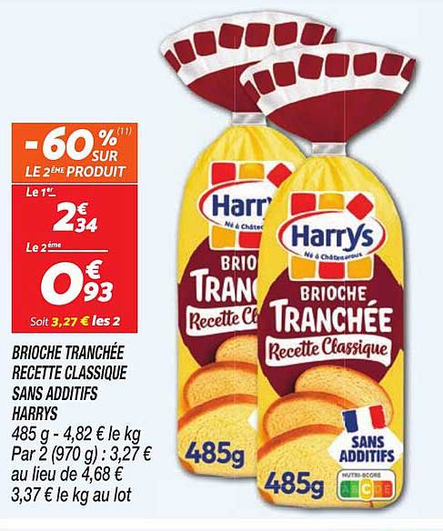 BRIOCHE TRANCHÉE RECETTE CLASSIQUE SANS ADDITIFS HARRYS
