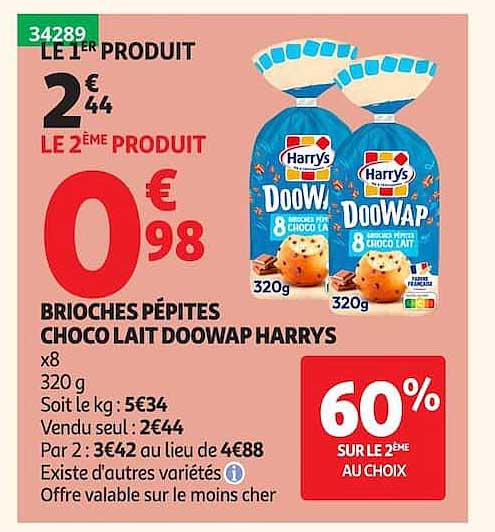 BRIOCHES PÉPITES CHOCO LAIT DOOWAP HARRYS