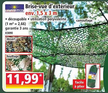 Brise-vue d'extérieur env. 1,5 x 3 m