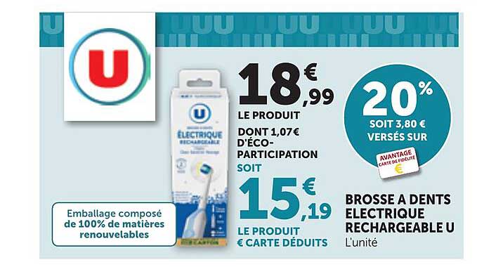 BROSSE A DENTS ELECTRIQUE RECHARGEABLE U