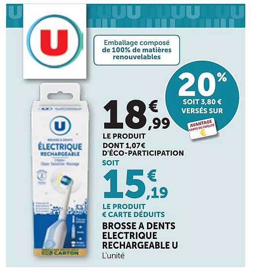 BROSSE A DENTS ELECTRIQUE RECHARGEABLE U