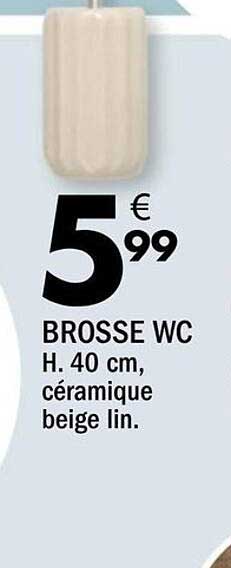 BROSSE WC H. 40 cm, céramique beige lin.