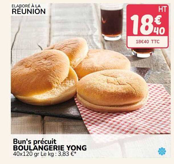 Bun's précuit BOULANGERIE YONG 40x120 gr Le kg : 3,83 €*