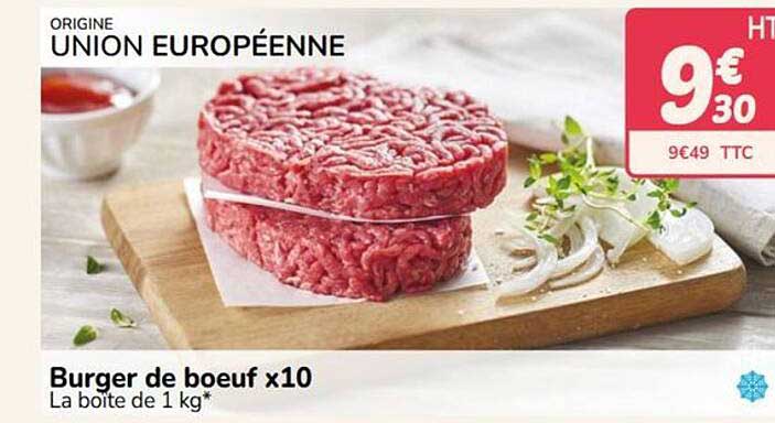 Burger de boeuf x10 La boite de 1 kg*